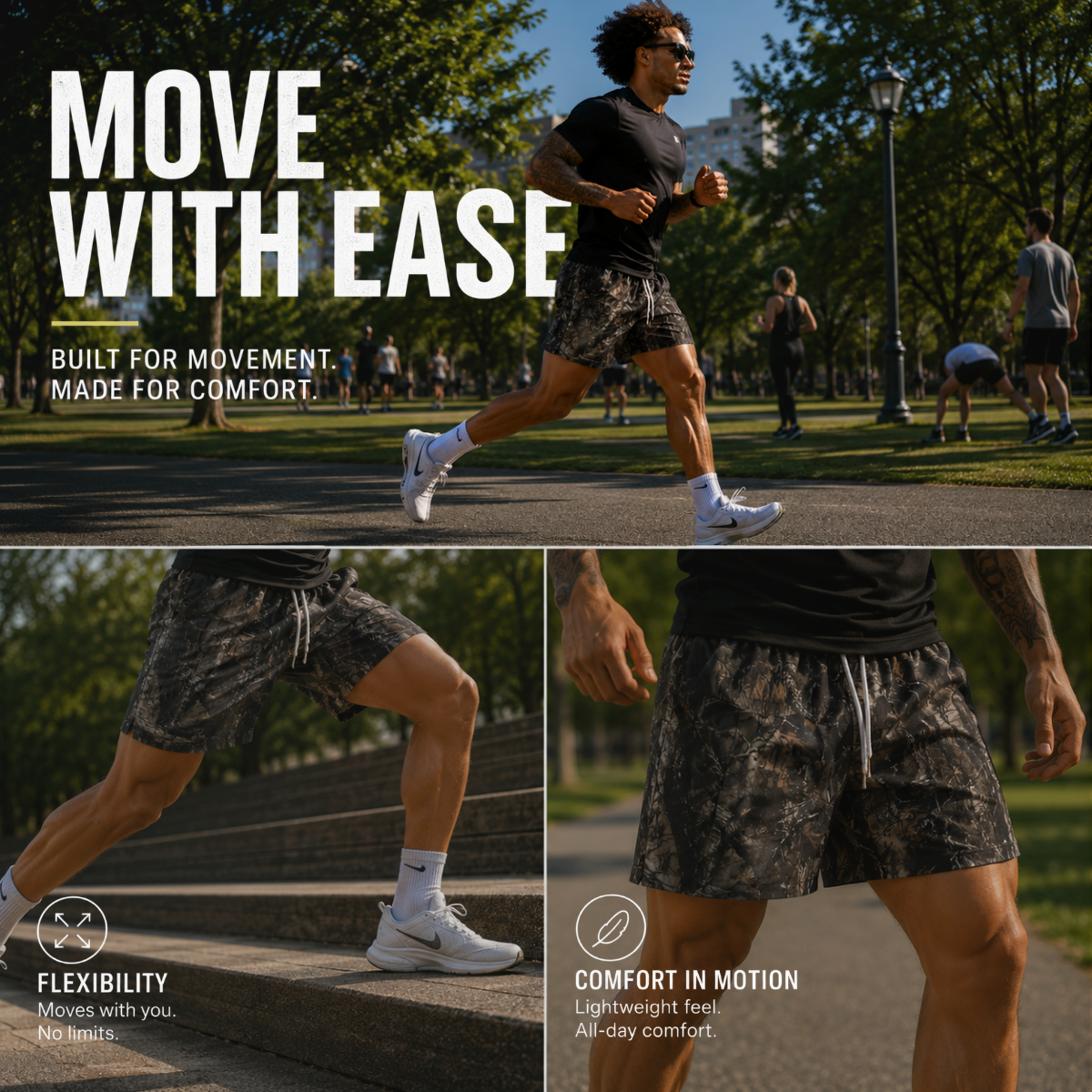 Men’s Camouflage Mesh Sports Shorts – Soft, Breathable & Quick-Dry | Gift For Him