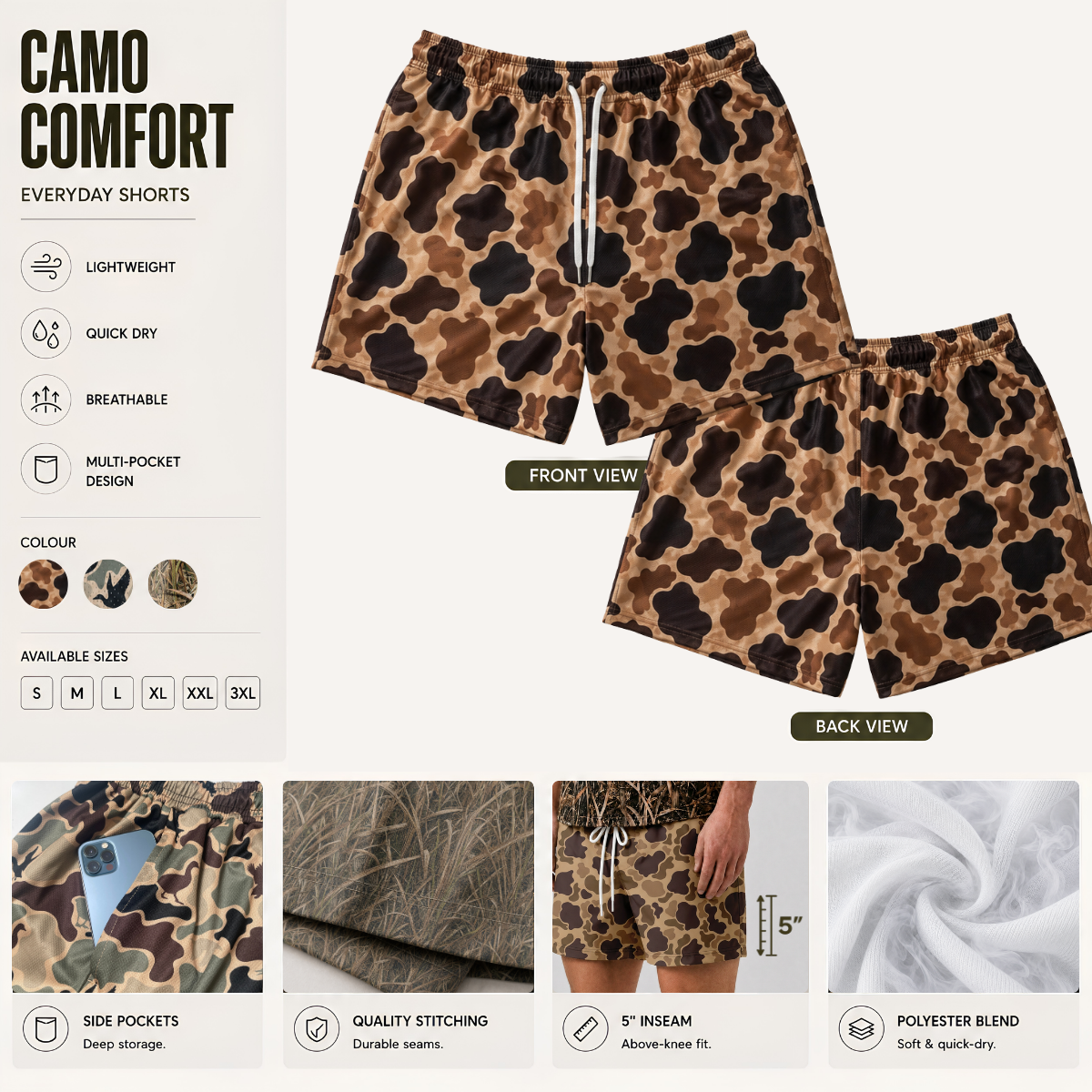 Men’s Duck Camo Mesh Sports Shorts