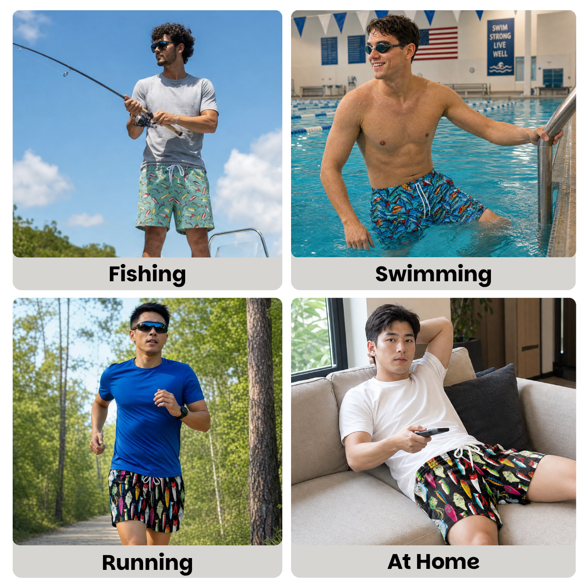 Men’s Lure Fishing Mesh Workout Shorts – Soft, Breathable & Quick-Dry | Gift for Him