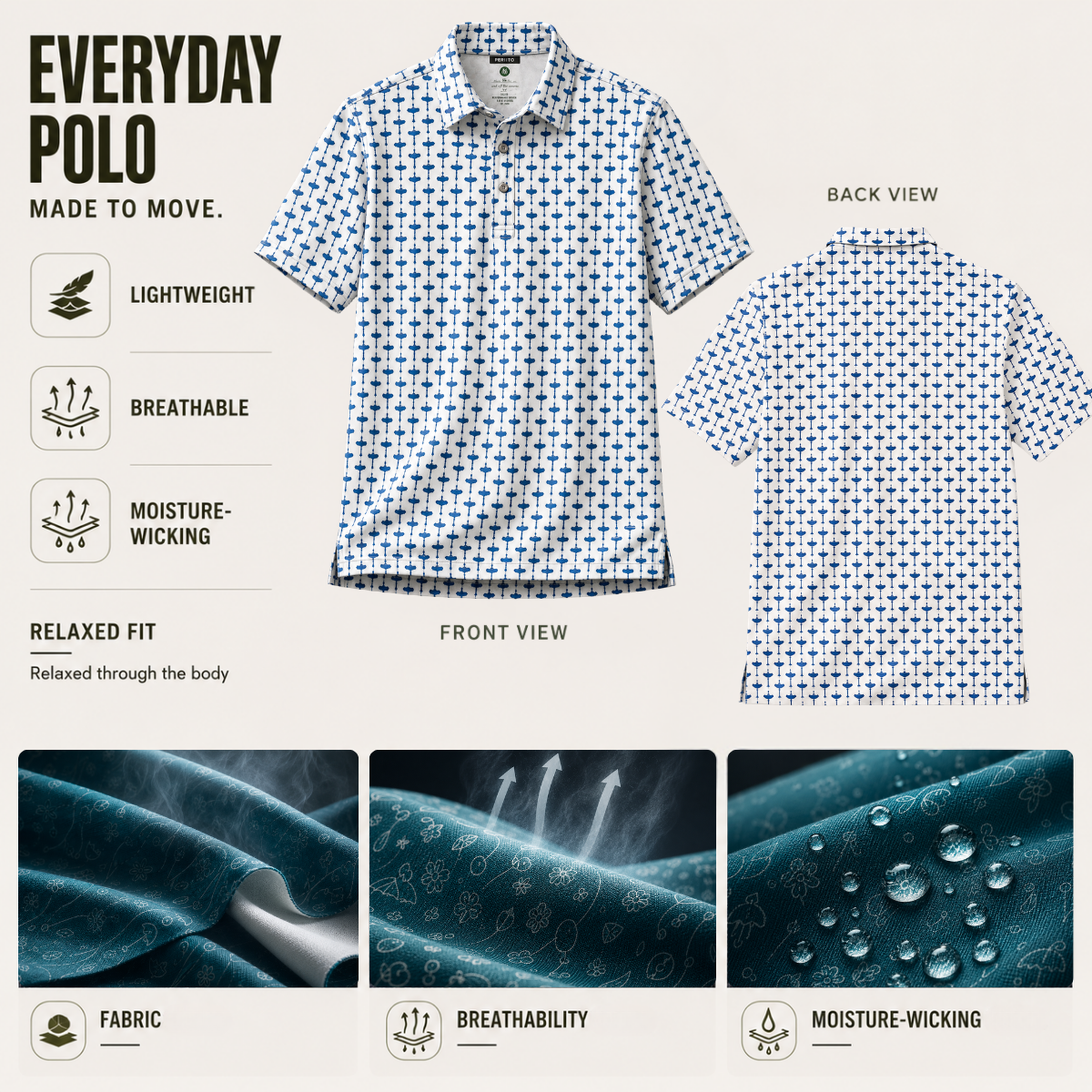 Men’s Golf Polo |  Quick-Dry, Breathable & Soft Performance Polo