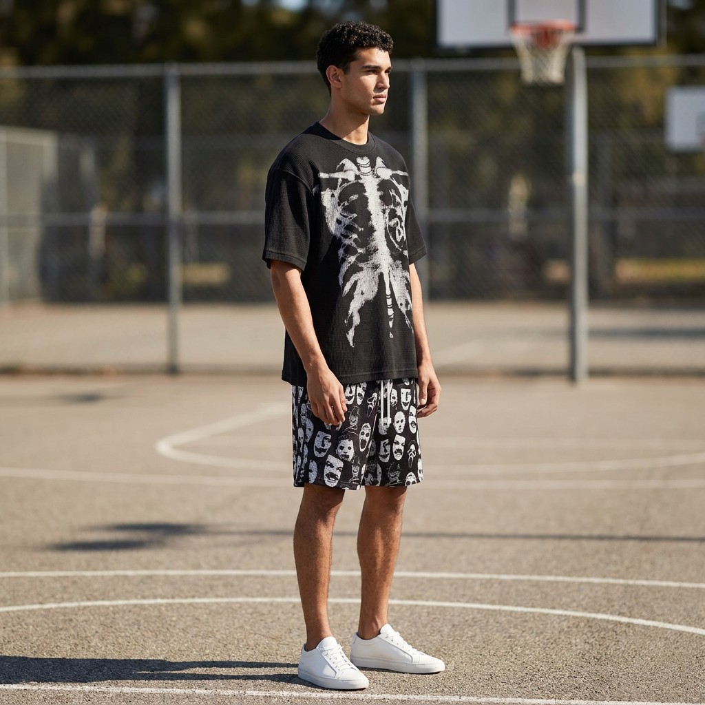 Men’s Skeleton Graphic 2-Piece Streetwear Set