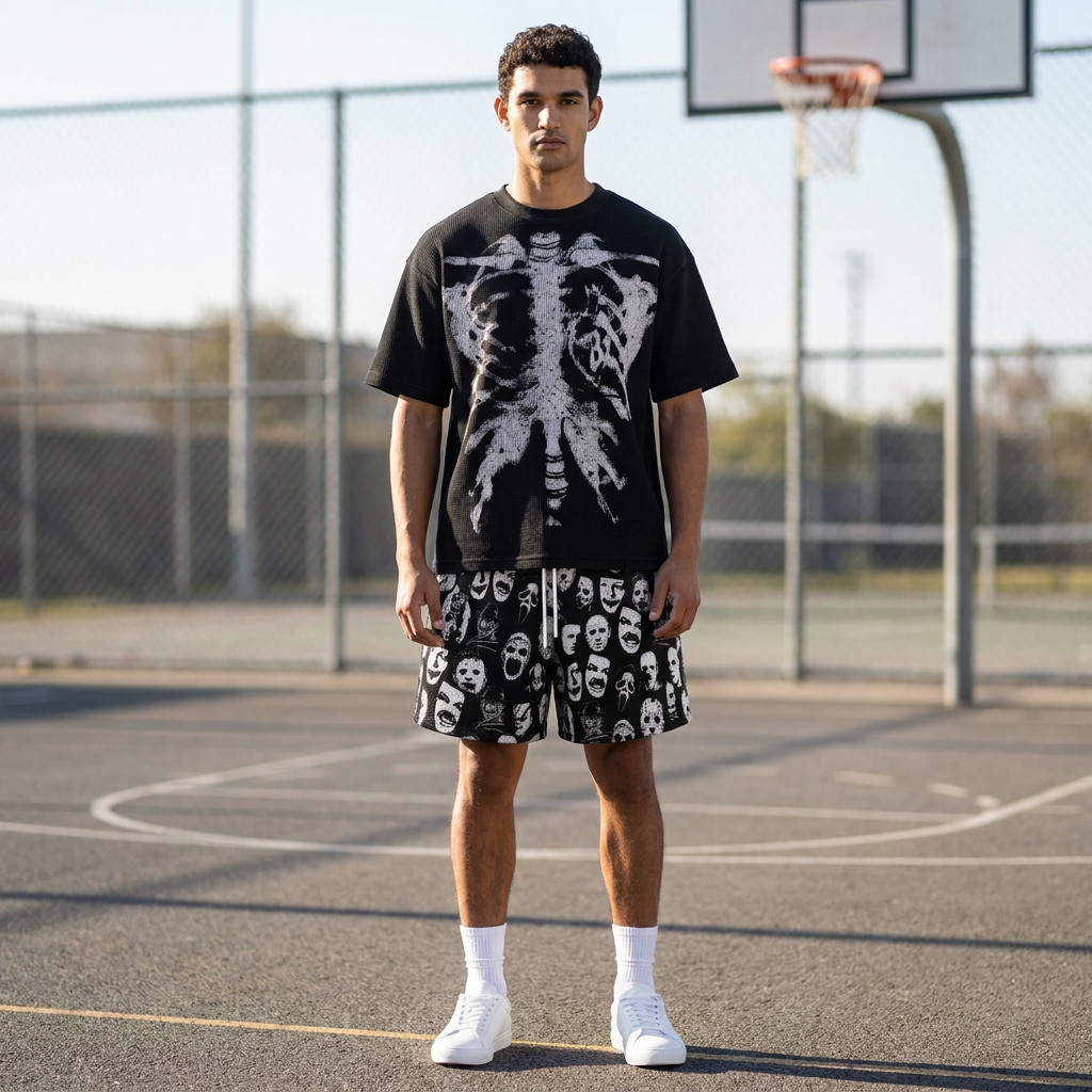 Men’s Skeleton Graphic 2-Piece Streetwear Set