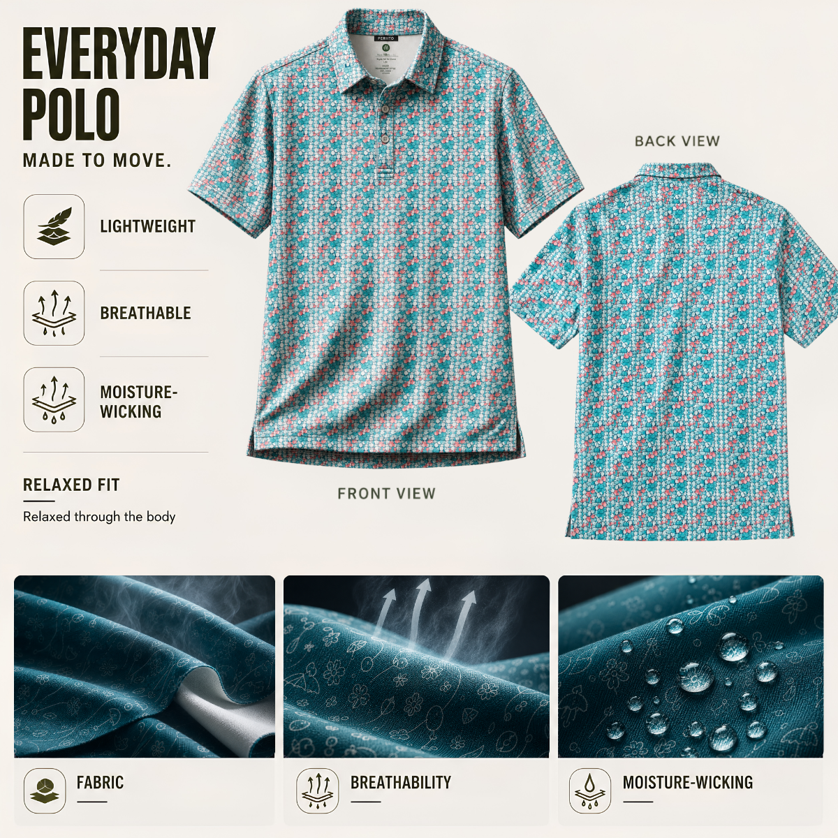 Men’s Golf Polo – The America Tatas & Peaches | Quick-Dry, Breathable & Soft Performance Polo
