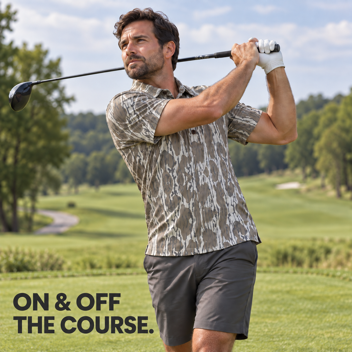 Men’s Camo Golf Polo Shirt – Moisture-Wicking Short Sleeve